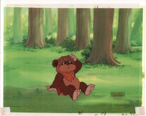 Star Wars: Ewoks Animation Cell Over Xerox - Wicket Sitting - With Pencil Art