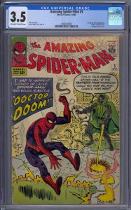 AMAZING SPIDER-MAN #5 CGC 3.5 1ST DOCTOR DOOM CROSSOVER