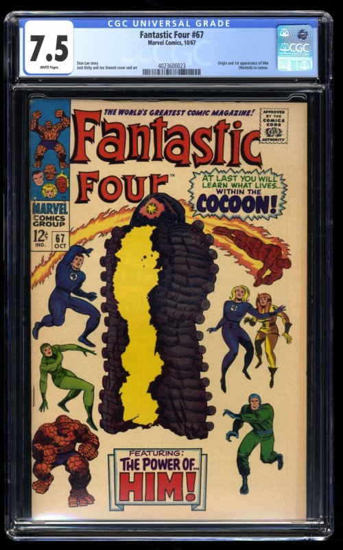 Fantastic Four #67 CGC VF- 7.5 White Pages 1st Appearance HIM / Adam Warlock!