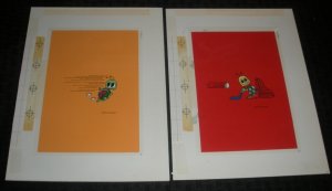 CARTOON TURTLES Hockey & Sprinting 2pcs 7.5x10 Greeting Card Art #9942 9943