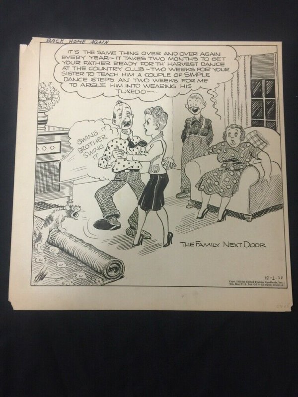 Ed Dodd Back Home Again Original Newspaper Comic Art 12/1/38