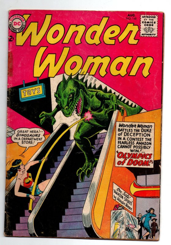 Wonder Woman #148 - dinosaur cover - 1964 - (-GD)