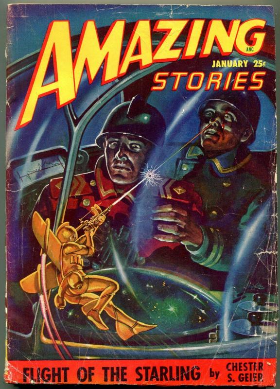 Amazing Stories Pulp January 1948- Flight of the Starling- VG 