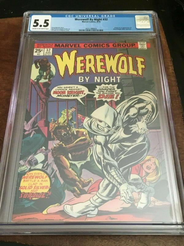 WEREWOLF BY NIGHT #32 - CGC 5.5 FN- 1ST APP MOON KNIGHT-BRONZE AGE BLUE CHIP KEY