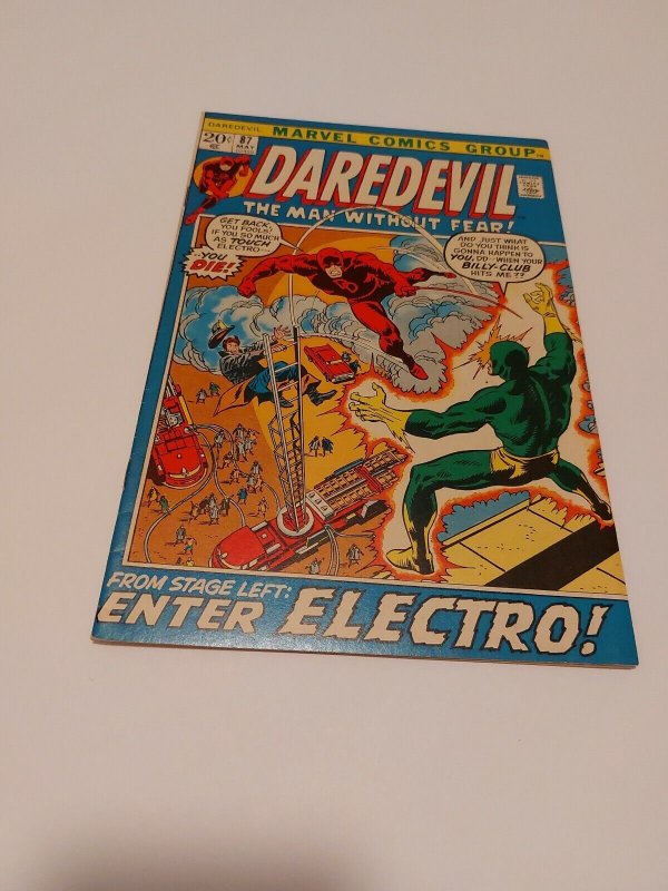 1972 Daredevil 87 Electro app intro Luke Cage on Bullpen page Black Widow F-VF