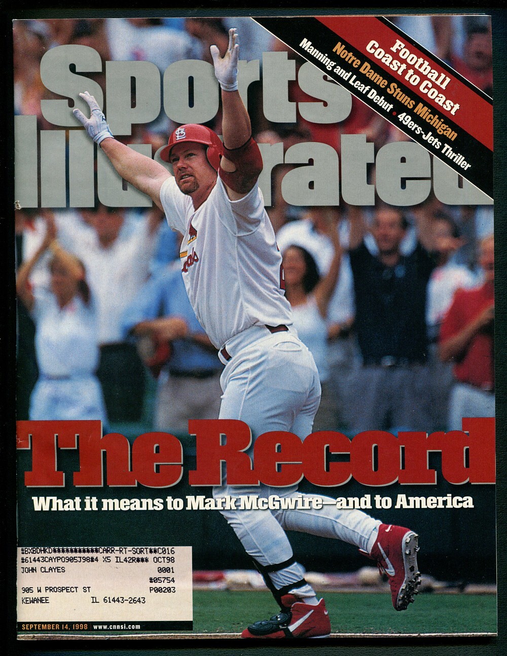 Sports Illustrated ( 8.0 VFN ) Mark McGwire / September 1998