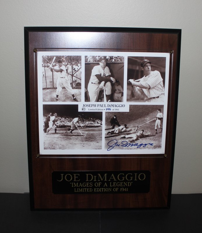 Joe DiMaggio Limited Edition Autographed 1941 commemorative Plaque |  Collections