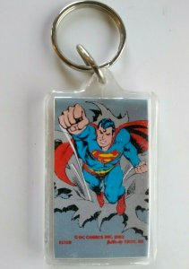 Superman Keychain 1982 Original Licensed Official DC Comics Superhero 2 Sided