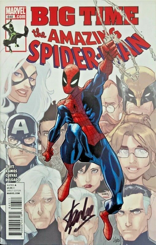 AMAZING SPIDERMAN BIG TIME #648 SIGNED BY STAN LEE WITH COA.