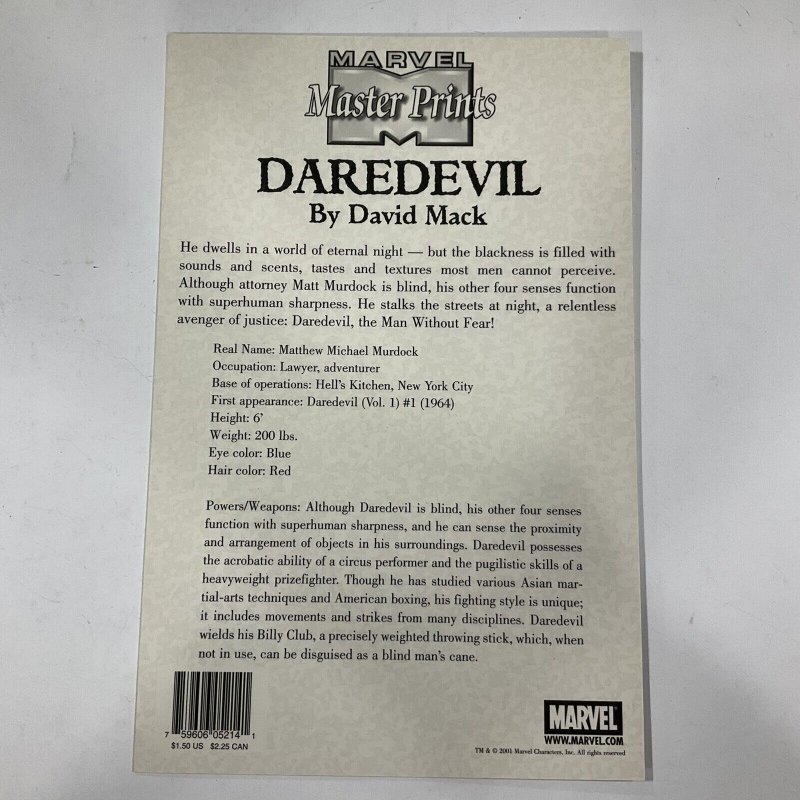 MARVEL MASTER PRINTS DAREDEVIL NY DAVID MACK SIGNED 2001