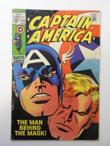 Captain America #114 (1969) VG Condition 1/2 in spine split