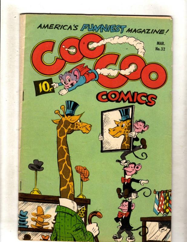 Coo Coo Comics # 32 FN Golden Age Comic Book Funny Animal Monkey Giraffe JL15