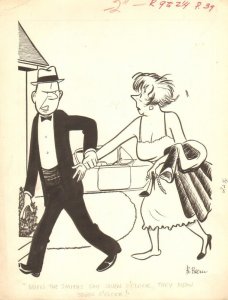 Man and Wife On Time Humorama Gag - 1959 Signed art by Bo Brown