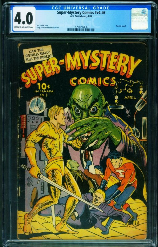 Super-Mystery Vol. 4 #6 CGC 4.0 1945 Wild HORROR cover- 2050056006