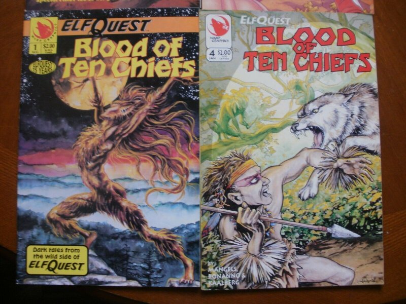 4 Near-Mint Warp ELFQUEST Comic: HIDDEN YEARS #1 #2 & BLOOD OF TEN CHIEFS #1 #4