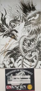 VENOM #28~ Tyler Kirkham Black & White Secret Virgin Variant SIGNED W/COA NM.