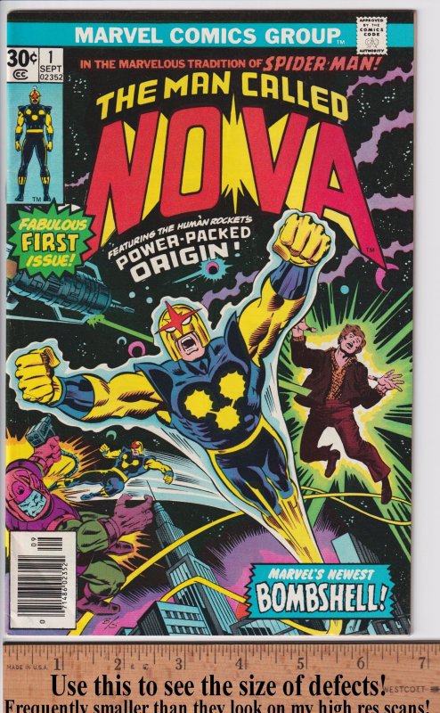 NOVA #1 (Sep 1976) VF 8.0 cream to white. 1st app Nova!