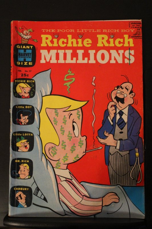 Richie Rich Millions #27 (1968) Mid-Grade FN- Richie With Dollar Measeles Cover!