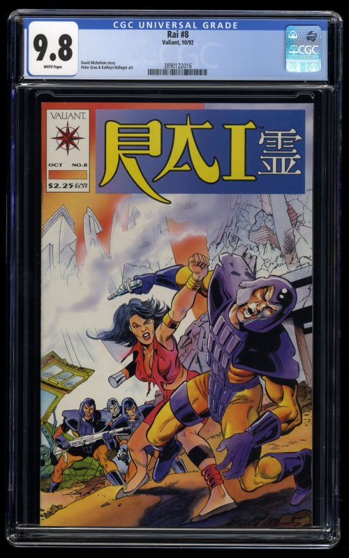 Rai #8 CGC NM/M 9.8 White Pages David Michelinie Story!