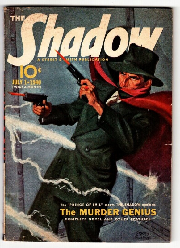 The Shadow Pulp July 1 1940- The Murder Genius- Great cover FN+