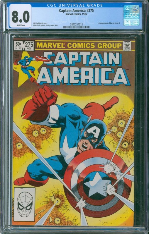 Captain America #275 CGC 8.0 - 1st Appearance of Baron Zemo II