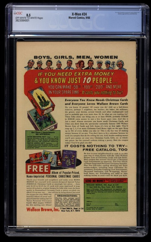 X-Men #24 CGC VF+ 8.5 Off White to White 1st Locust!