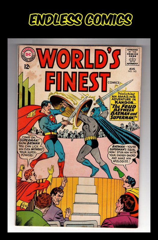 World's Finest Comics #143 (1964) Superman vs Batman! Silver Age DC  / HCA6