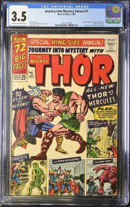 Journey Into Mystery Annual #1 CGC 3.5 Jack Kirby Cover 1st Hercules & Zeus 1965