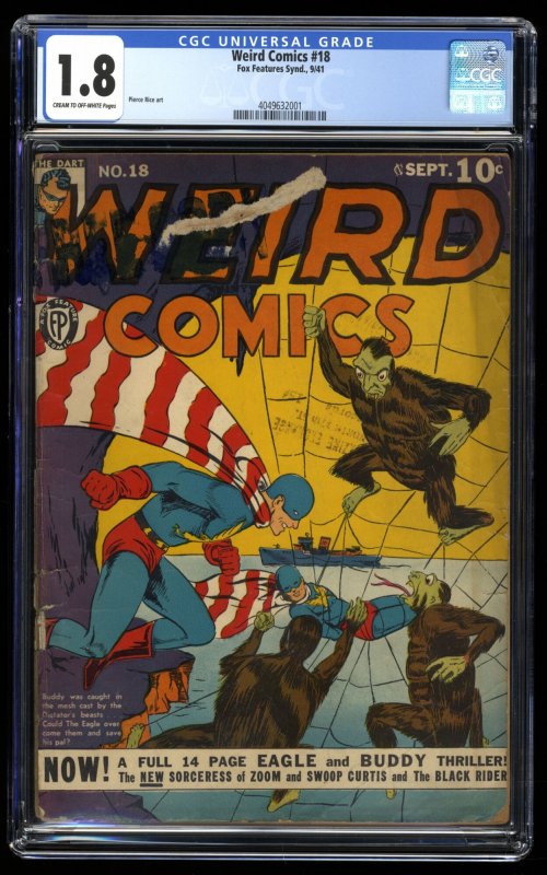 Weird Comics #18 CGC GD- 1.8 Cream To Off White Scarce Fox Comic from 1941!