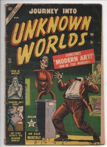 JOURNEY INTO UNKNOWN WORLDS #21, VG-, Golden Age, Horror 1953, Pre Code, Atlas