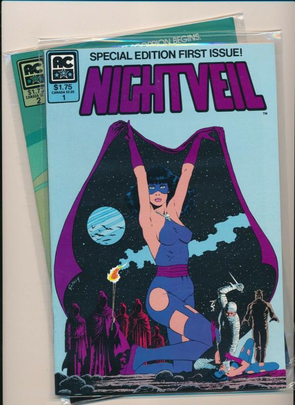 AC Comics Special Edition NIGHTVEIL #1-2 Scarlet Scorpion VF/NM   (PF639) 