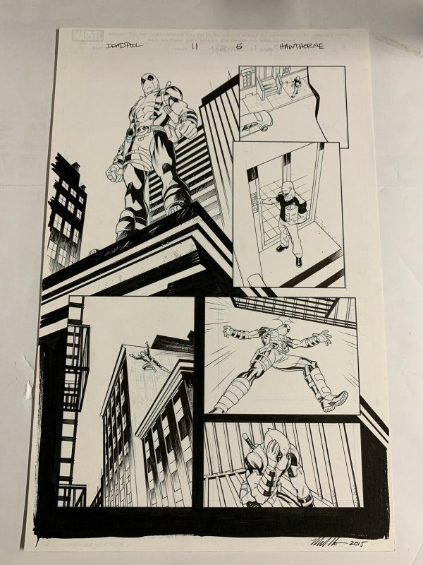 Deadpool 2013 Original Art Page 5 Issue 11 Mike Hawthorne Batman Joke 1/3 Splash