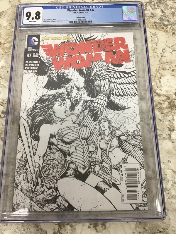 Wonder Woman #37, Sketch Variant Cover. CGC 9.8, HOT!