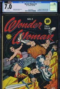 WONDER WOMAN #2 - CGC-7.0 CVA, WP - Origin/1st Mars - Golden Age