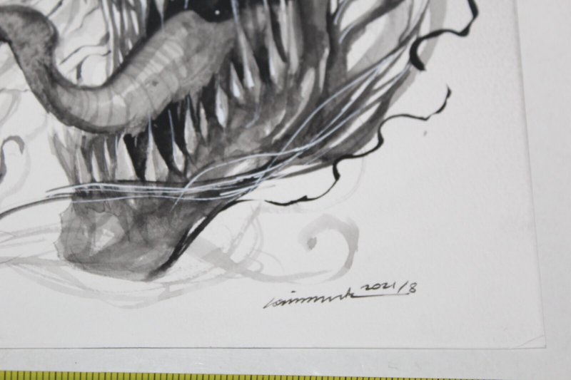 Original Comic Sketch Art Knull Venom Gorkem Demir 9.5x12 Marvel Spider-man
