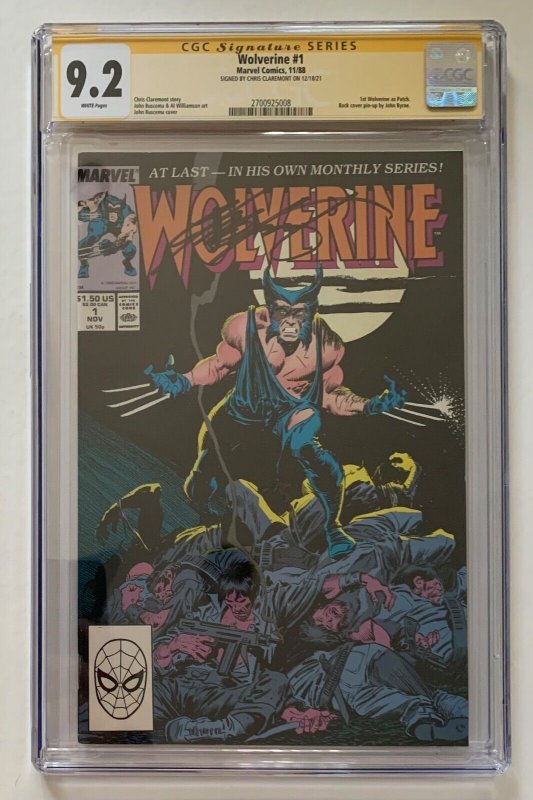 (1988) WOLVERINE #1 SS CHRIS CLAREMONT CGC 9.2 WP! 1st PATCH!