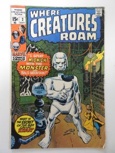 Where Creatures Roam #2 (1970) VG- Condition moisture stain