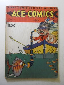 Ace Comics #52 (1941) FR/GD  moisture damage, mold, cover detached, tape pull fc