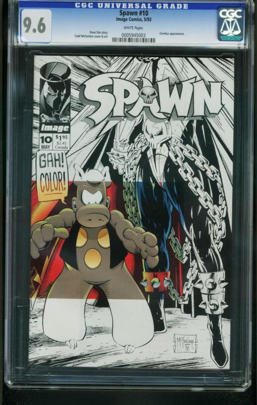 SPAWN #10 1993-CGC GRADED 9.6 WHITE PAGES-CEREBUS 0005945003
