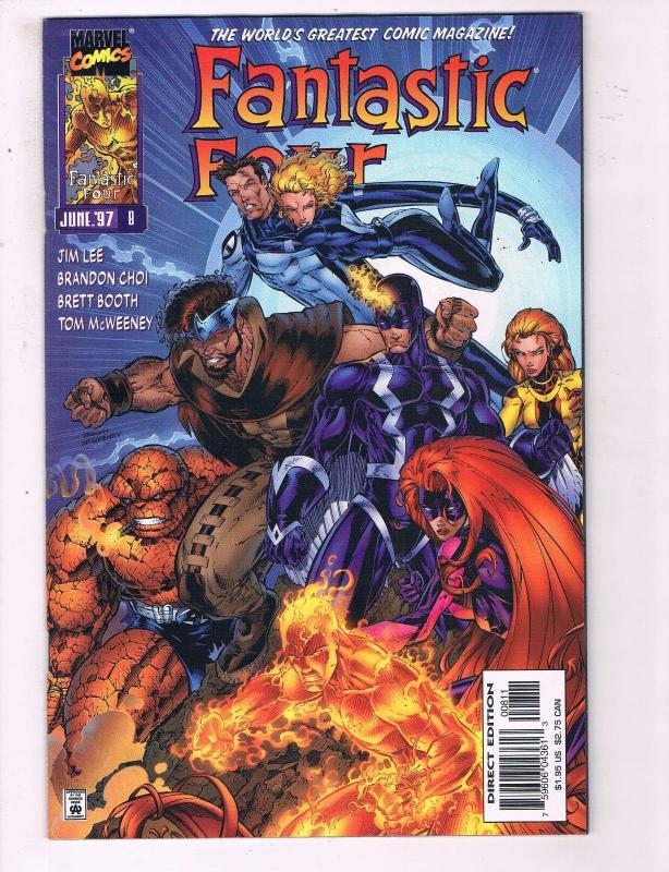 Fantastic Four #8 VF Marvel Comic Book Jim Lee Art Thing Torch 97 DE11