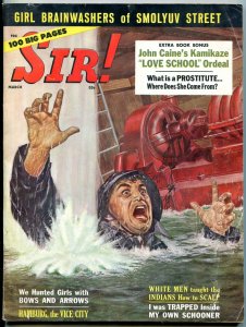 Sir! Magazine March 1961-CASEY STENGEL-MUD WRESTLING- VG