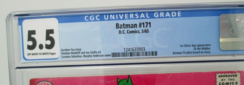 Batman # 171 ~ 1965 DC ~ CGC 5.5 FN- ~ 1st Silver Age Riddler