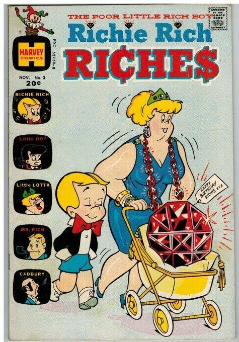 RICHIE RICH RICHES (1972-1982) 3 VG- Nov. 1972 COMICS BOOK