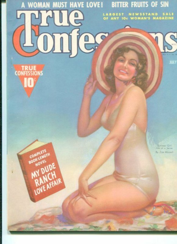 TRUE CONFESSIONS-07/38-VF/NM-COMPLETE NOVEL-BITTER FRUITS OF SIN-BEACH LOV VF/NM