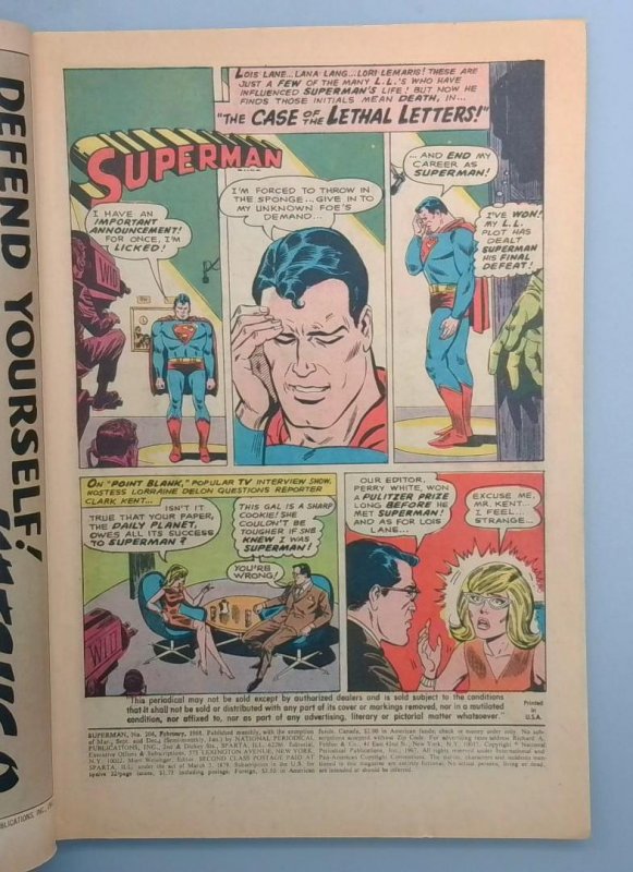 Superman #204 VG Neal Adams DC 1968