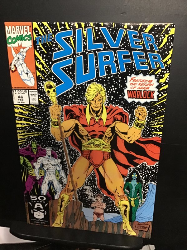 Silver Surfer #46 (1991) high-grade Adam warlock key! NM- Gamora Richmond CERT!