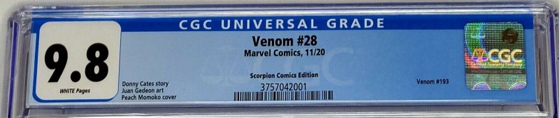 Venom #28 CGC 9.8 Scorpion Comics LTD Edition Peach Momoko Variant Cover Top Grd