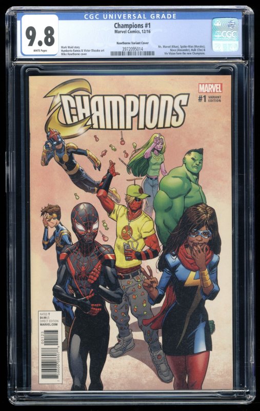 Champions (2016) #1 CGC NM/M 9.8 White Pages 1:1000 Hawthorne Variant