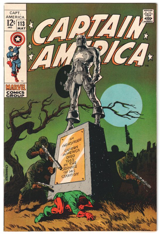 Captain America #113 (1969) Classic Steranko issue! High Grade!