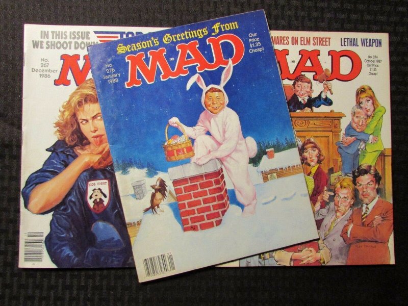 1986/87 MAD Magazine #267 VG+ #274 VG/FN #276 VG+ Top Gun LOT of 3